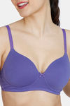 Zivame Beautiful Basics Padded Non Wired 3/4th Coverage T-Shirt Bra - Purple Corallites — thumbnail 4